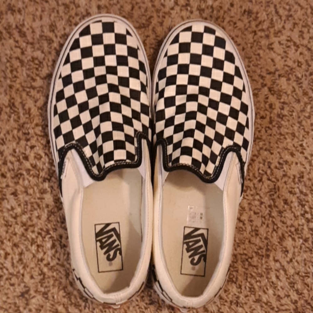 B&W Checkered Slip-On Vans
